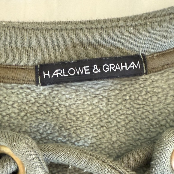 🤍Harlowe & Graham Olive Lace-Up Sweatshirt - Medium - Picture 2 of 8